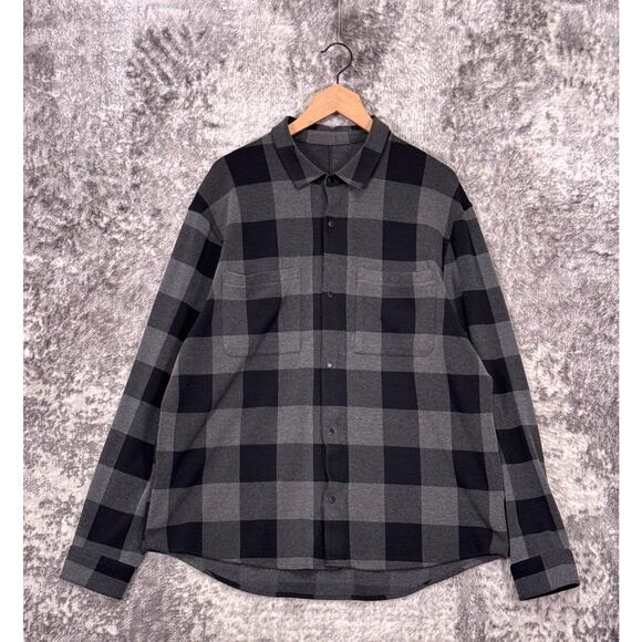 Lululemon Shirt XXL Mens Gray Plaid Casual Button Soft Knit Overshirt - Picture 1 of 8